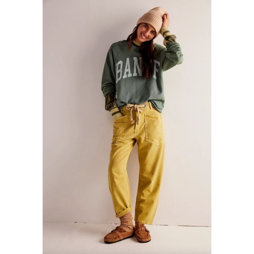 We The Free Moxie Pull-On Barrel Jeans In Citrine Dreams Size 24